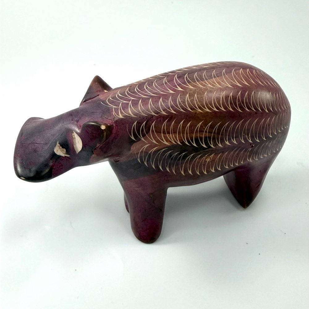 African Folk Art Carved Soapstone Hippopotamus Hippo Figurine Kisii Tribe Kenya